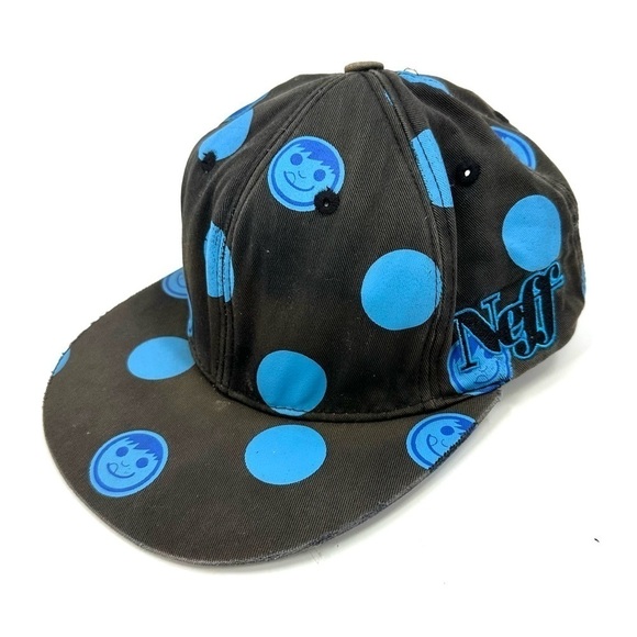 Neff Skateboarding Snapback Hat SPOT Black Blue Screenprint Stitched Side Logo - Picture 8 of 8